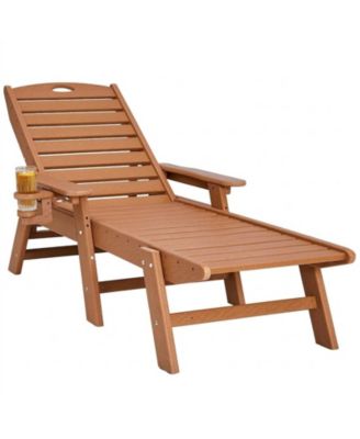 Outdoor Chaise Lounge Chair 400 lbs Capacity 6-Position Adjustable HDPE