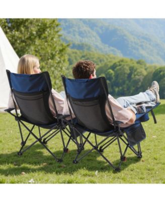 4-Position Reclining Camping Chair Folding Patio Lounger 52.36 x 21.65 x 15.74