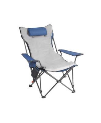 Reclining Camping Chair 4 Adjustable Positions Folding Lounger with Footrest