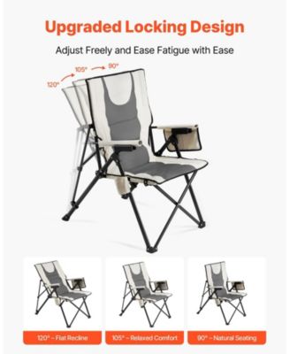 Folding Camping Chair with 3 Reclining Positions High-Back Portable Lounger for Sports Travel