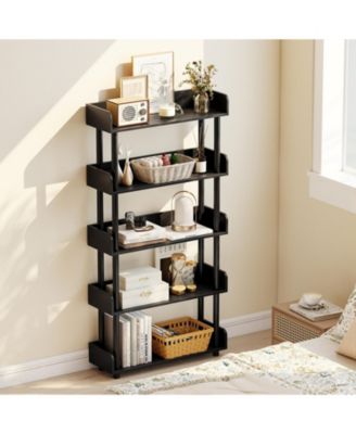 Five Tier Open Bookcase Industrial Storage Display Shelf