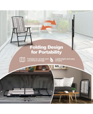 Set of 4 Portable Folding Sling Chairs Dining Armrest Backrest Outdoor Patio