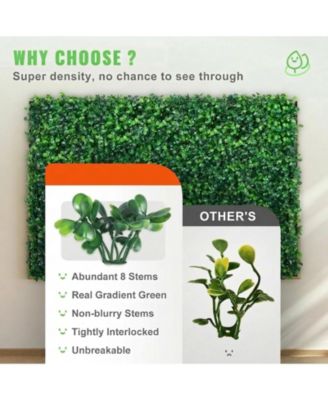 Boxwood Hedge Wall Panels Set of 12, 24" x 16", UV Protected for Garden