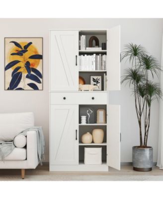 Tall Farmhouse Storage Cabinet with Sliding Barn Doors