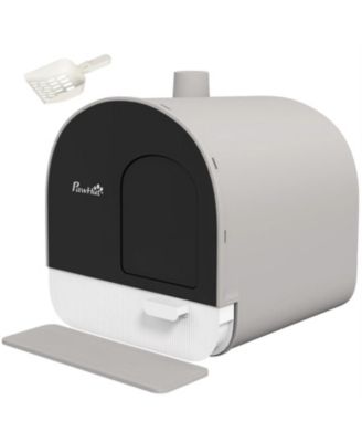Zeus and Ruta Covered Cat Litter Box with Lid, Scoop and Odor Filter, Space-Saving Design
