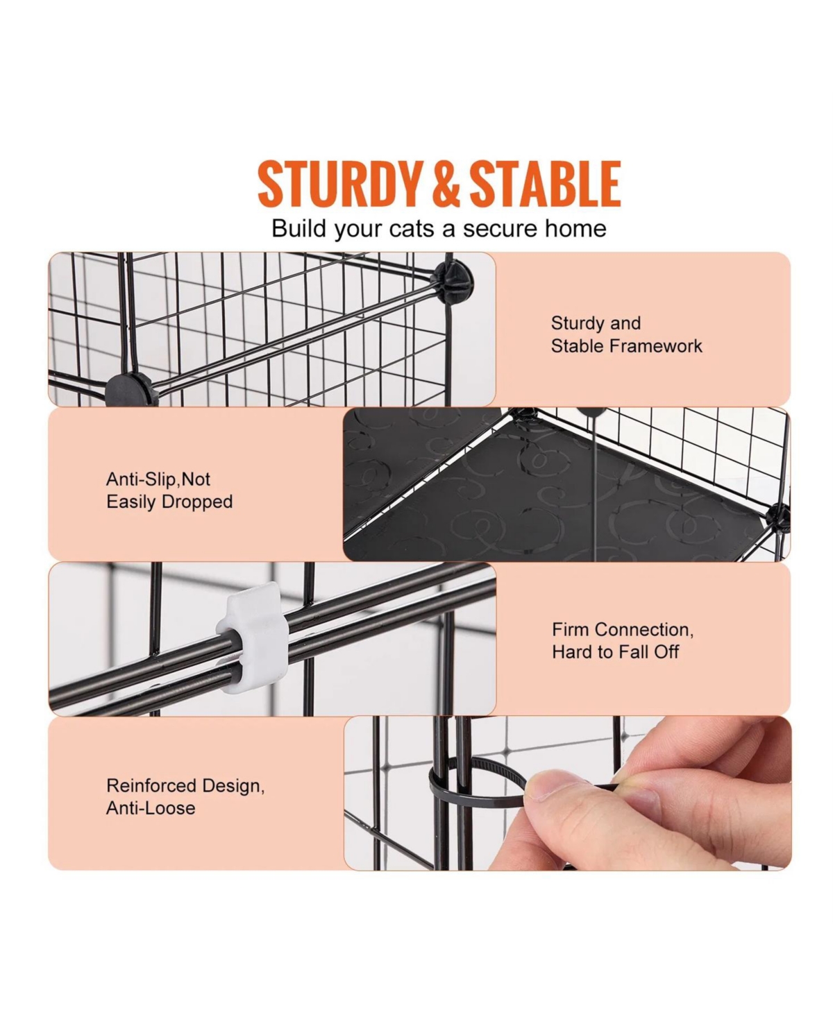Zeus & Ruta Large 4 Tier Cat Cage with Detachable Metal Wire, Litter Box, Hammock, Ramp, Indoor Outdoor Crate for Kittens