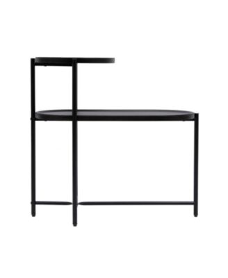 Round Wooden Coffee Table with 2-Tier Storage Tray in Black