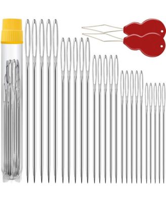 Large Eye Hand Sewing Needles Assorted Sizes Embroidery 25/50 With Threaders 25 Pack