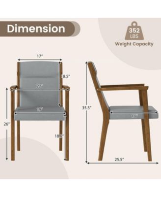High-Back Wooden Accent Chairs Set of 2 with Padded Cushions