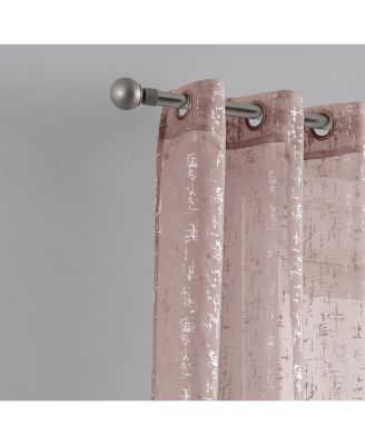 Lindsey 2-Pack Linen Textured Metallic Light Filtering Grommet Curtain Panel Pair