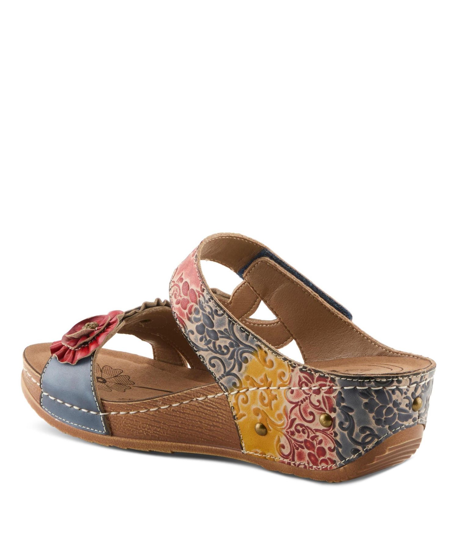 Women s Ohsosweet Floral Leather Wedge with Soft Cushioned Insole