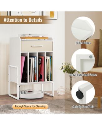 Record Player Stand with Drawer and Vinyl Record Storage