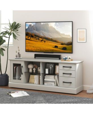 63 in Media Console with 3 Drawers and Dual Glass Display Shelves