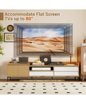 71 in Mid-Century Entertainment Center with Drawers and Storage Cabinet