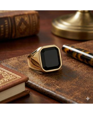 Stainless Steel Gold Plated Square Acrylic Ring