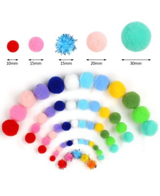 900 Pom Poms Bulk Arts Crafts Soft Fluffy Assorted Sizes Decorations