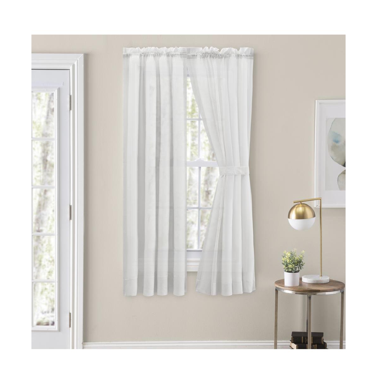 Ellis Curtain Cotton Voile Rod Packet Tailored Curtain Panel Pair for Windows