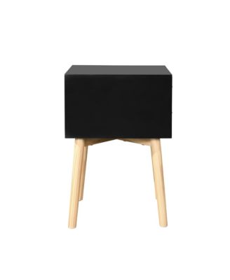 Mid-Century Modern Nightstand with 2 Drawers and Rubber Wood Legs, Bedside Table, Sturdy Storage Cabinet for Bedroom, Study and Living Room