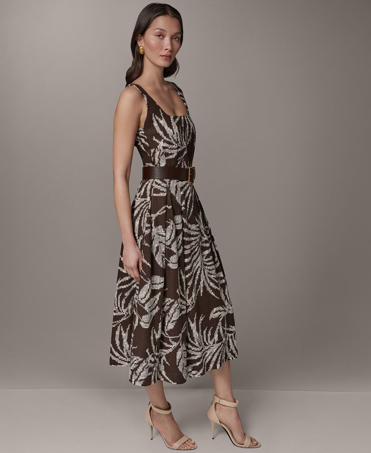 Donna Karan New York Women's Printed Square Neck Midi Dress view 3 — MAYCSS fashion products
