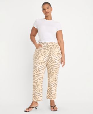 Women's Good Vintage-Inspired Straight Tiger Print Jeans