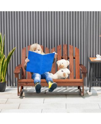 Fir Wood Outdoor Rocking Chair 2-Person with Slatted Seat