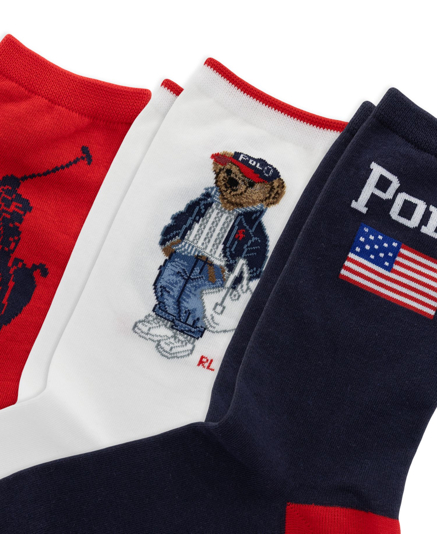 Women's Americana Bear Crew Socks, 3-Pack
