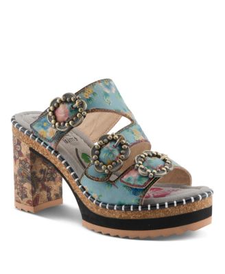 L`Artiste Women's Milemarker  Floral Sandal with Cushioned Footbed Comfort