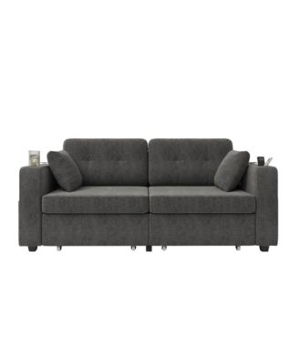 67" Chenille Loveseat Sofa, 2-Seater Couch with Storage, USB Charging and Cup Holders for Living Room and Apartment