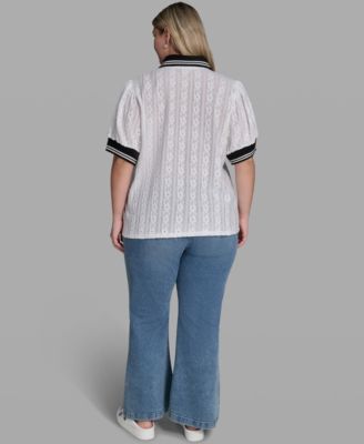 Plus Size Collared Button-Front Blouse