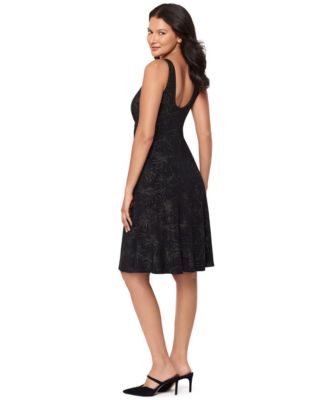 Women's Skylights Starburst-Print Round Neck Midi Dress