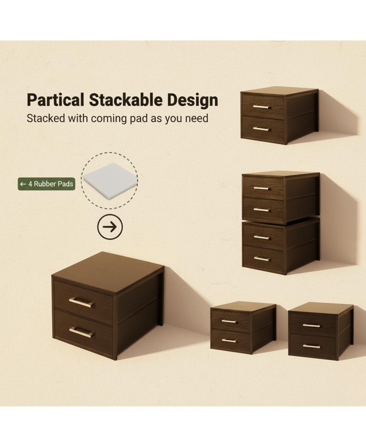 Yigii Stackable Storage Drawers Closet Organizers Fabric 2 Drawer Dresser Bedroom Packs Modern