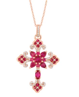 Ruby (2-3/8 ct. t.w.) & Diamond (1/3 ct. t.w.) Pendant Necklace in 14k Rose Gold