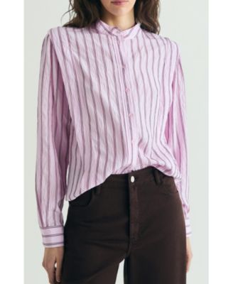 Women's Shoulder Pad Effect Striped Shirt