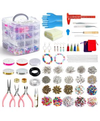 Jewelry Making Kit Beads Wire Findings Bracelet Necklace Earrings Instructions