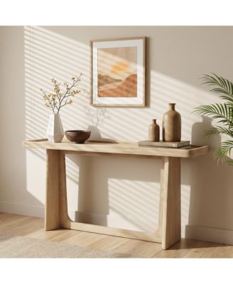 Farmhouse Console Table Tray Top Solid Wood Frame For Entryway Living Room Sofa Back