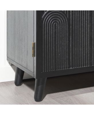Modern Wood Storage Cabinet 31in Embossed Door Accent Cabinet For Living Room Bedroom