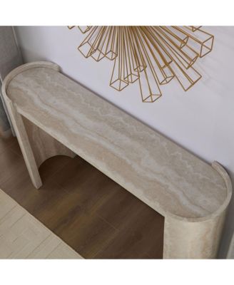 53.15in Faux Mars Marble Narrow Console Table Modern Entryway Sofa Table