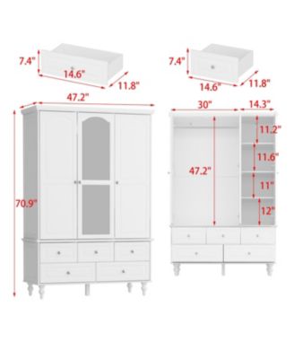 Big Wardrobe Armoires With Mirror, Drawers, Shelves.