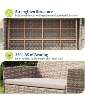 4-Piece Patio Furniture Set, Rattan Outdoor Furniture with Upholstered Sofa, 2 Chairs and Coffee Table, Modern Conversation Bistro Set
