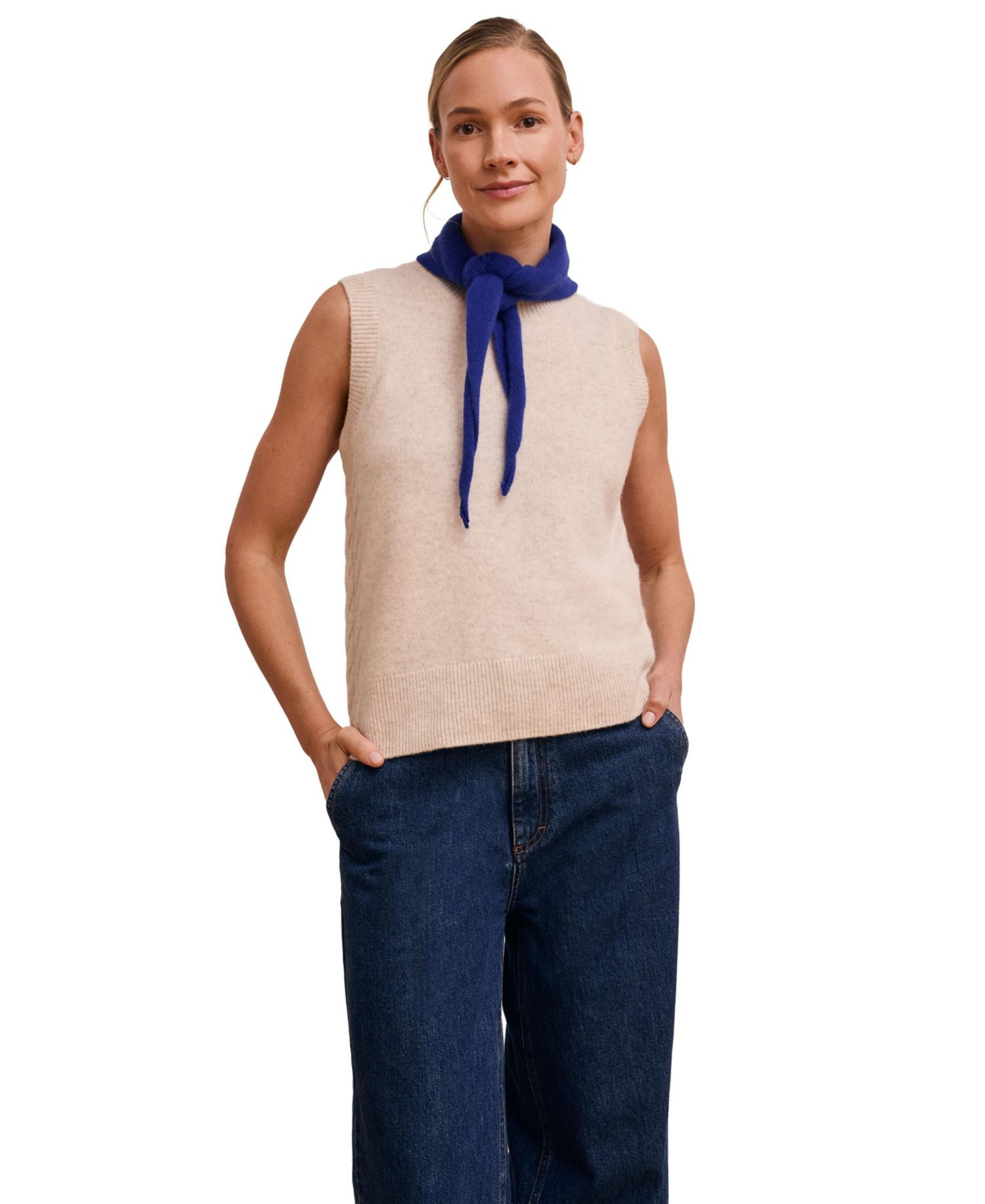 Women's Cable Detail Tank Sweaters