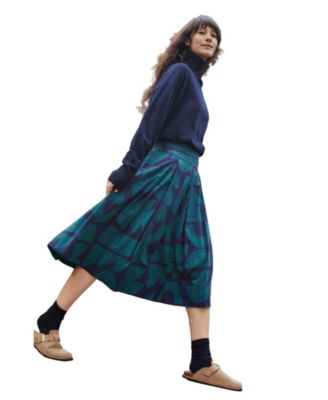 Women's Box Pleated Midi Skirt