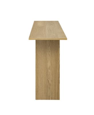 Modern Curved Ash Veneer Console Table With Shelf For Hallway Foyer Corridor