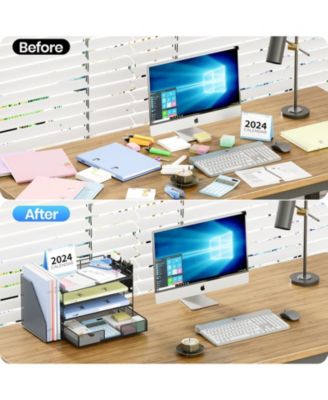 Desk Organizer 4-Tier File Drawer Pen Holders