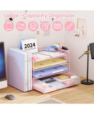 Desk Organizer 4-Tier File Drawer Pen Holders