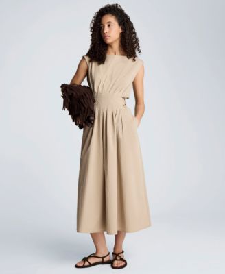 Women's Sleeveless Boat Neck Midi Dress