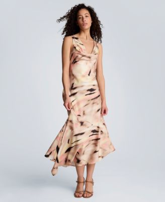 Women's Asymmetrical Hem Cowl Neck Dress