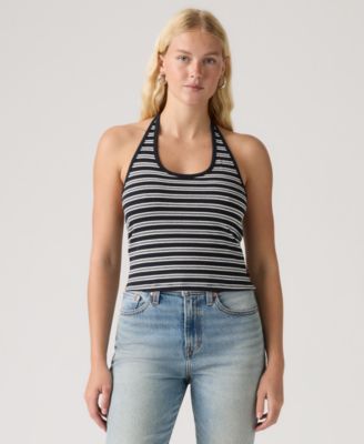 Women's Ella Striped Halter Crop Top