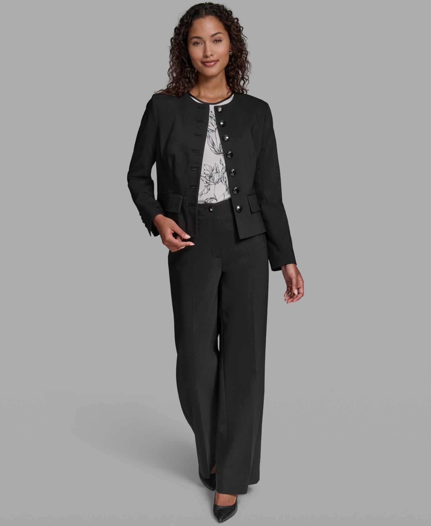 Women's Cotton-Blend Round Neck Cropped Jacket