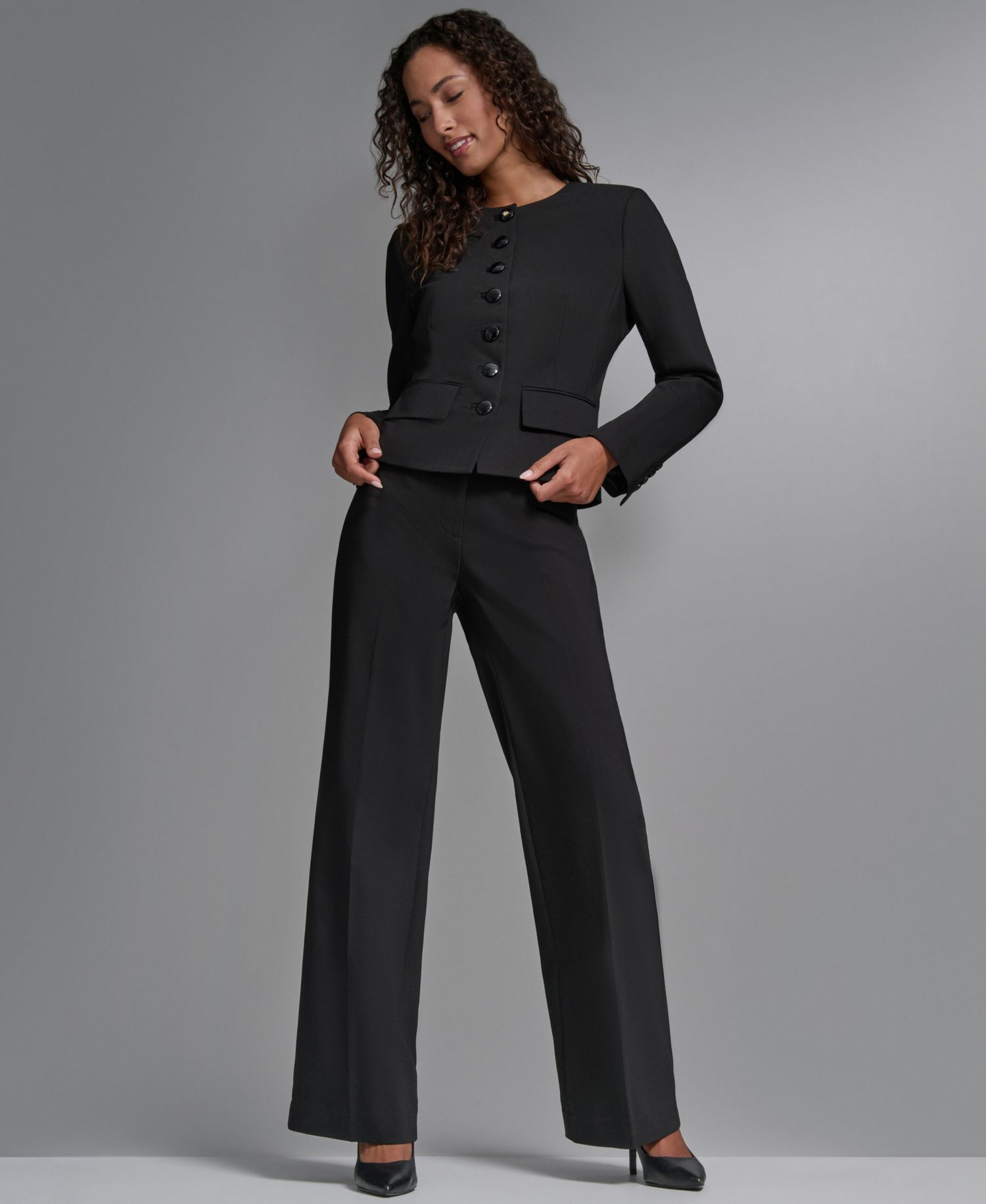 Women's Cotton-Blend Round Neck Cropped Jacket