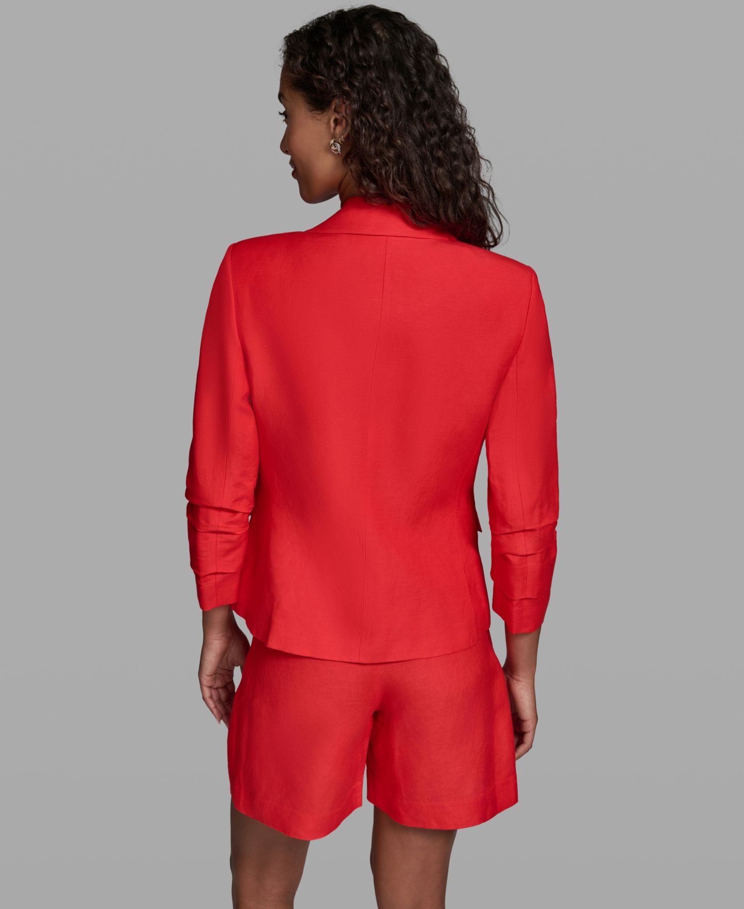 Women's Linen-Blend Cropped Single-Button Blazer